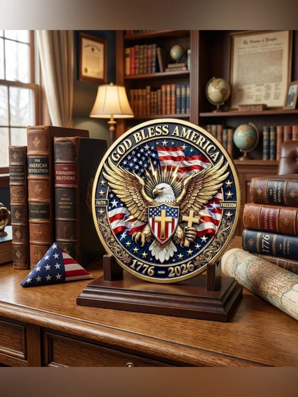 Commemorative 250th Anniversary Challenge Coin - Gold, Red, White, Blue